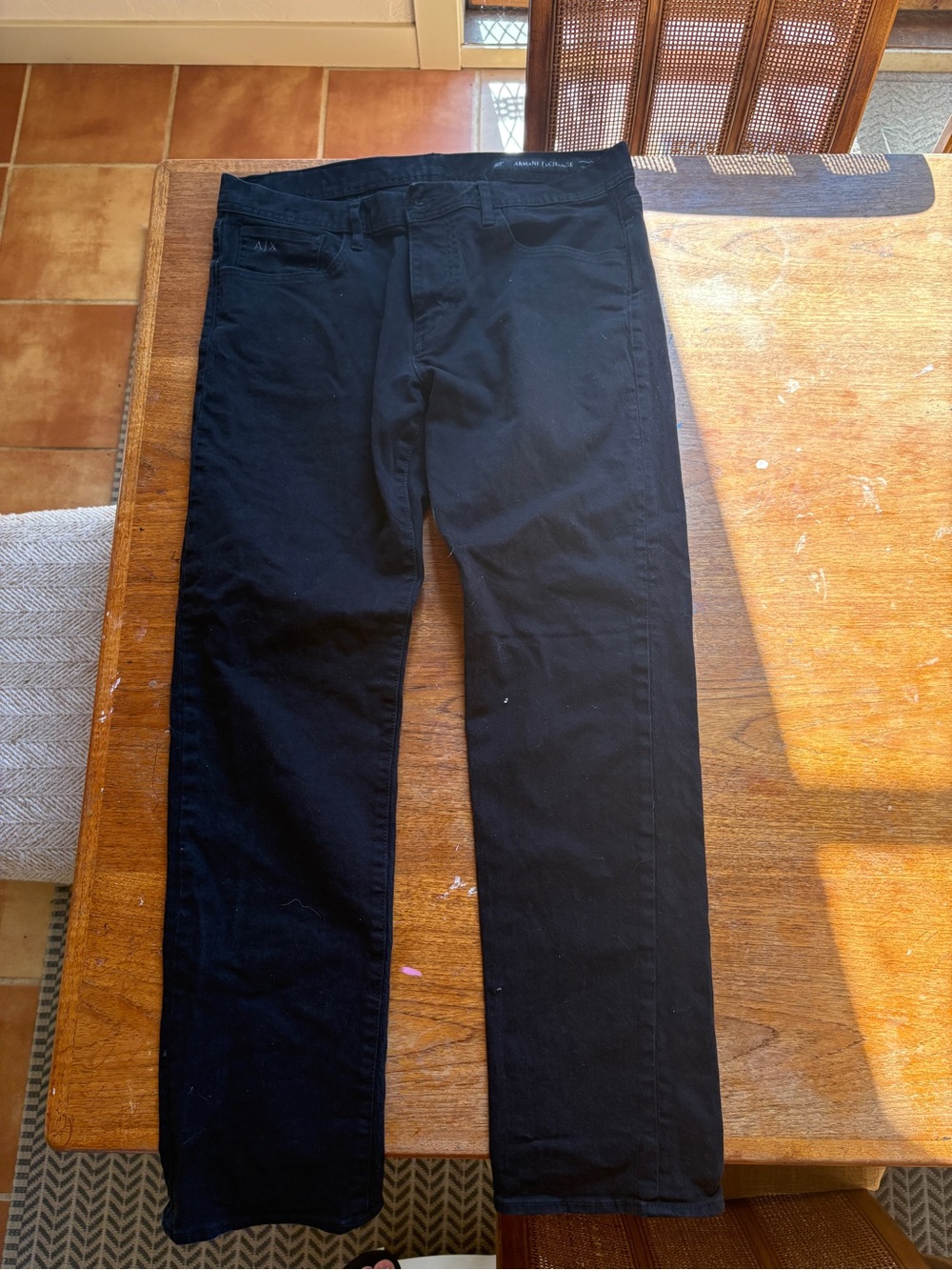 Armani Exchange Black Straight Fit Pants